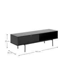 TV-Konsole Angus, Korpus: Mitteldichte Holzfaserpla, Füße: Metall, pulverbeschichtet, Holz, schwarz lackiert, B 140 x H 45 cm