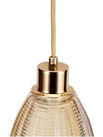 Lámpara de techo pequeña de vidrio Gleaming Gold, Pantalla: vidrio, Anclaje: metal, Cable: cubierto en tela, Dorado, ámbar, Ø 13 x Al 14 cm