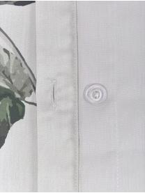Parure letto in raso di cotone Blossom, Grigio, 240 x 300 cm + 2 federe 50 x 80 cm