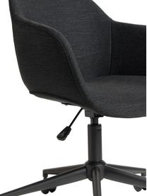 Chaise de bureau pivotante rembourrée Fiji, Tissu noir, larg. 66 x prof. 66 cm