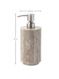 Dozownik do mydła z marmuru Simba, Beżowy marmur, odcienie srebrnego, Ø 8 x W 19 cm