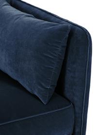 Samt-Sofa Paola (3-Sitzer) in Blau mit Holz-Füßen, Bezug: Samt (Polyester) 70.000 S, Gestell: Massives Fichtenholz, Spa, Füße: Fichtenholz, lackiert, Samt Blau, Fichtenholz, lackiert, B 209 x T 95 cm