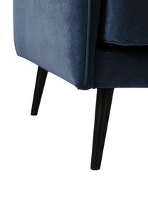 Divano 3 posti in velluto con piedini in legno Paola, Rivestimento: velluto (poliestere) 70.0, Struttura: legno di abete rosso mass, Piedini: legno di abete, laccato, Velluto blu, Larg. 209 x Prof. 95 cm
