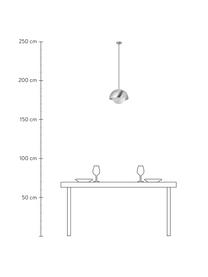 Hanglamp Lucille in zilverkleur, Baldakijn: geborsteld metaal, Wit, zilverkleurig, Ø 35 x H 30 cm