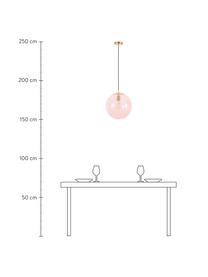 Lámpara de techo Bao, Pantalla: vidrio, Anclaje: metal galvanizado, Cable: cubierto en tela, Rosa, Ø 35 cm