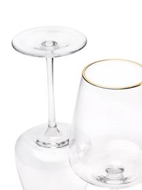 Mundgeblasene Weißweingläser Ellery mit Goldrand, 4 Stück, Glas, Transparent mit Goldrand, Ø 9 x H 21 cm