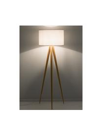 Lampa podłogowa trójnóg w stylu scandi Jake, Klosz: biały Podstawa lampy: fornir drewniany, Ø 50 x W 154 cm