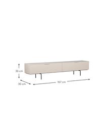 Lowboard Tave, Korpus: Sungkaiholz, Mitteldichte, Beine: Metall, beschichtet, Sungkaiholz, beige laminiert, B 167 x H 36 cm