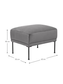Voetenbank Fluente van fluweel met metalen poten, Bekleding: fluweel (hoogwaardig poly, Frame: massief grenenhout, FSC-g, Poten: gelakt metaal, Fluweel lichtgrijs, B 62 x H 46 cm