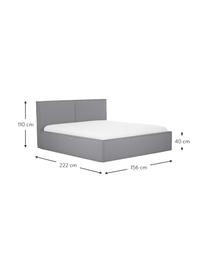 Cama tapizada Dream, Tapizado: poliéster (texturizado) A, Estructura: madera de pino maciza con, Tejido gris oscuro, An 200 x L 200 cm