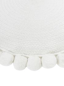 Coussin décoratif rond avec pompons Deva, Blanc, Ø 40 cm