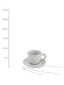 Tasse avec sous-tasse artisanale Nordic Sand, Grès cérame, Tons gris et beiges, Ø 8 x haut. 7 cm, 150 ml