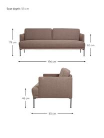 Bank Fluente (3-zits) met metalen poten, Bekleding: 100% polyester., Frame: massief grenenhout, FSC®-, Poten: gepoedercoat metaal., Geweven stof bruin, B 196 x D 85 cm