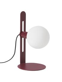 Lámpara de mesa pequeña Fely, Pantalla: vidrio, Estructura: metal recubierto, Cable: plástico, Rojo oscuro, Ø 14 x Al 35 cm