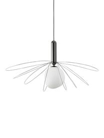 Grote hanglamp Dela, Lampenkap: glas, Wit, zwart, Ø 21 x H 150 cm