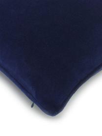 Housse de coussin rectangulaire velours bleu marine Dana, 100 % velours de coton, Bleu marine, larg. 30 x long. 50 cm
