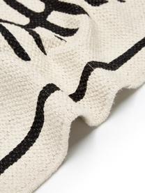 Tappeto in cotone intrecciato a mano in beige/nero con nappe decorative Rita, Beige, nero, Larg. 70 x Lung. 140 cm (taglia XS)
