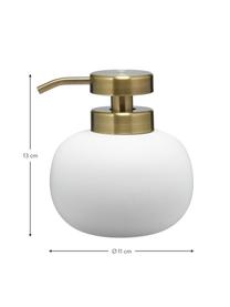 Distributeur de savon Lotus, Blanc, couleur laitonnée, Ø 11 x haut. 13 cm