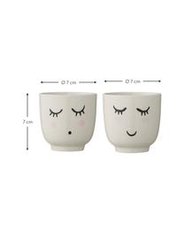 Tazas Smilla, 2 uds., Gres, Beige, negro, Ø 7 x Al 7 cm
