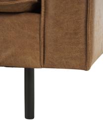 Sofa narożna ze skóry z recyklingu Hunter, Tapicerka: 70% skóra z recyklingu, 3, Stelaż: lite drewno sosnowe z cer, Nogi: metal malowany proszkowo, Brązowa skóra, S 235 x G 235 cm