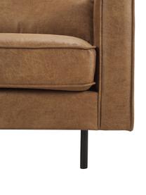 Sofa narożna ze skóry z recyklingu Hunter, Tapicerka: 70% skóra z recyklingu, 3, Stelaż: lite drewno sosnowe z cer, Nogi: metal malowany proszkowo, Brązowa skóra, S 235 x G 235 cm