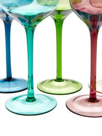 Ručne fúkaný pohár na víno v rôznych farbách a tvaroch Diseguale, 6 ks, Fúkané sklo, Viac farieb, Ø 7 x V 24 cm, 250 ml