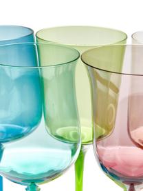 Mundgeblasene Weingläser Diseguale in unterschiedlichen Farben und Formen, 6 Stück, Glas, mundgeblasen, Bunt, Ø 7 x H 24 cm, 250 ml