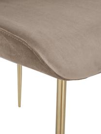 Fluwelen stoel Tess, Bekleding: fluweel (polyester), Poten: gepoedercoat metaal, Fluweel taupe, goudkleurig, B 49 x H 84 cm