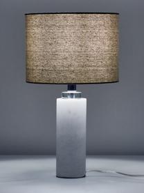 Klassieke tafellamp Amanda met marmeren voet, Lampenkap: textiel, Lampvoet: marmer, kristalglas, Wit, Ø 28 x H 48 cm
