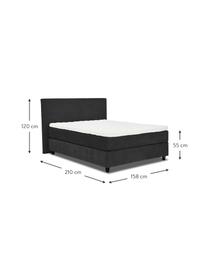 Cama continental de pana Eliza, Patas: madera de abedul maciza p, Terciopelo gris oscuro, 200 x 200 cm, dureza 3