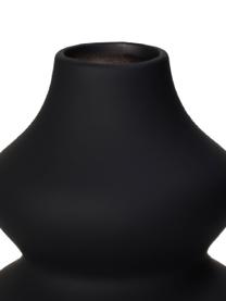 Jarrón con forma orgánica de diseño Thena, Gres, Negro, Ø 15 x Al 20 cm