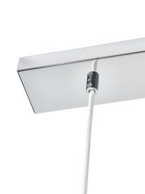 Lámpara de techo grande Liara, Estructura: metal cepillado, Fijación: metal cepillado, Cable: cubierto en tela, Blanco, cromo, An 140 x Al 90 cm