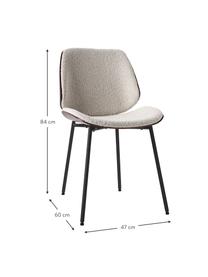 Sillas de madera en tejido bouclé Tamara, 2 uds., Tapizado: tejido bouclé (100% polié, Asiento: madera contrachapada con , Patas: metal con pintura en polv, Bouclé blanco, An 47 x F 60 cm
