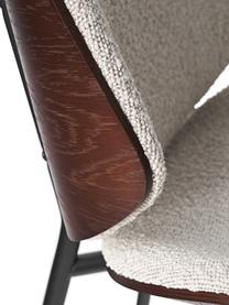 Holzstühle Tamara mit gepolsterter Bouclé-Sitzfläche, 2 Stück, Bezug: Bouclé (100 % Polyester) , Sitzfläche: Sperrholz mit Eschenholzf, Beine: Metall, pulverbeschichtet, Bouclé Weiß, B 47 x T 60 cm