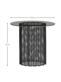 Table d'appoint ronde en verre et métal Flow, Noir, Ø 45 x haut. 41 cm