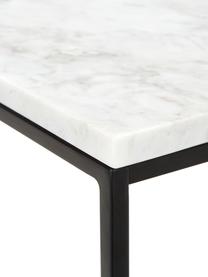 Tavolino con piano in marmo Alys, Struttura: metallo verniciato a polv, Piano: marmo bianco-grigio Struttura: nero opaco, Larg. 45 x Alt. 50 cm