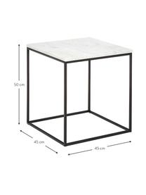 Marmor-Beistelltisch Alys, Tischplatte: Marmor, Gestell: Metall, pulverbeschichtet, Weiß, marmoriert, Schwarz, B 45 x H 50 cm