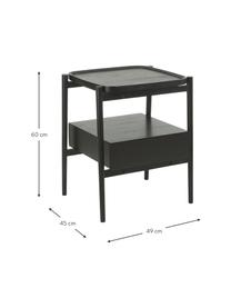 Nachttisch Libby mit Schublade aus Eichenholz, schwarz, Ablagefläche: Mitteldichte Holzfaserpla, Schwarz, B 49 x H 60 cm
