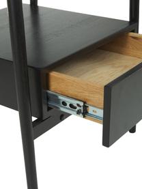 Nachttisch Libby mit Schublade aus Eichenholz, schwarz, Ablagefläche: Mitteldichte Holzfaserpla, Schwarz, B 49 x H 60 cm