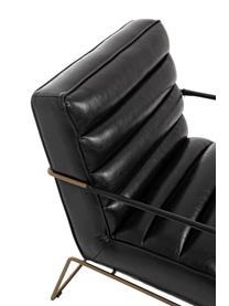 Poltrona in similpelle nera Brianna, Rivestimento: similpelle, Gambe: metallo epossidato, Similpelle nero, dorato, Larg. 63 x Prof. 74 cm