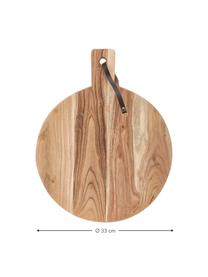 Doska na krájanie z akáciového dreva s koženým pútkom Acacia, rôzne veľkosti, Svetlé drevo, Ø 33 cm