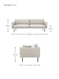 Sofa z metalowymi nogami Moby (3-osobowa), Tapicerka: poliester Dzięki tkaninie, Tapicerka: pianka na zawieszeniu spr, Stelaż: lite drewno sosnowe z cer, Nogi: metal malowany proszkowo, Beżowa tkanina, S 220 x G 95 cm