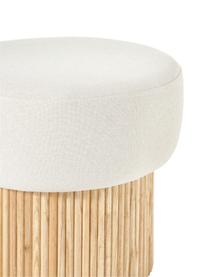 Pouf Nala mit Stauraum, Bezug: 100 % Polyester, Gestell: Holz, FSC-zertifiziert, Webstoff Cremeweiß, helles Holz, Ø 50 x H 44 cm