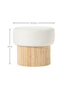 Pouf contenitore Nala, Rivestimento: 100% poliestere, Struttura: legno certificato FSC, Tessuto bianco latteo, legno chiaro, Ø 50 x Alt. 44 cm