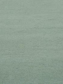 Handgeweven Kelim vloerkleed Rainbow van wol in groen met franjes, Franjes: 100% katoen Bij wollen vl, Pistachegroen, B 170 x L 240 cm (maat M)