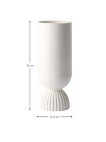 Deko-Vase Koralle mit Rippendetail, Steingut, Weiß, matt, Ø 10 x H 25 cm