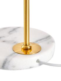 Lampada da tavolo con base in marmo Montreal, Paralume: tessuto, Base della lampada: marmo, Struttura: metallo zincato, Bianco, dorato, Larg. 32 x Alt. 49 cm