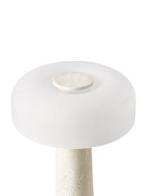 Lampada da tavolo con base in travertino Carla, Paralume: vetro, Base della lampada: travertino, metallo, Beige effetto travertino, Ø 32 x Alt. 39 cm