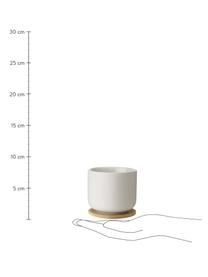 Mug blanc avec couvercle/sous-verre Theo, Blanc cassé, bambou, Ø 8 x haut. 8 cm, 200 ml