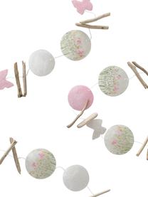 Handgemachtes Girlanden-Set Rosalie, 2-tlg., Capizmuscheln, bedruckt, Treibholz, Grün, Hellrosa, Weiß, Holz, Ø 7 x L 180 cm